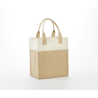 Mini Jute Gift Bag with colored cotton trims and self handle