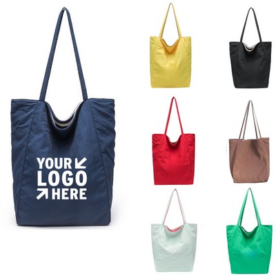 14*10*5" Reversible Dual Pattern Striped Canvas Tote Daily Use