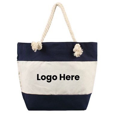 12OZ Cotton Canvas Tote Bag with Zipped