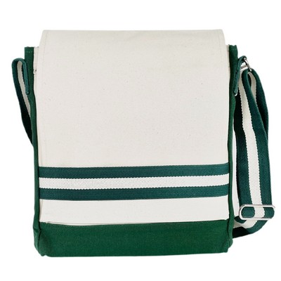 Blank Premium 16 oz Canvas Messenger Bag | Crossbody Laptop Travel Green (12x14x3)