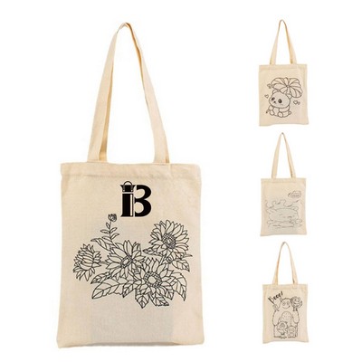 Canvas Tote Bag w/ Sunflower Design