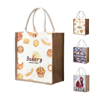 Jute Canvas Two Tune Tote Bag