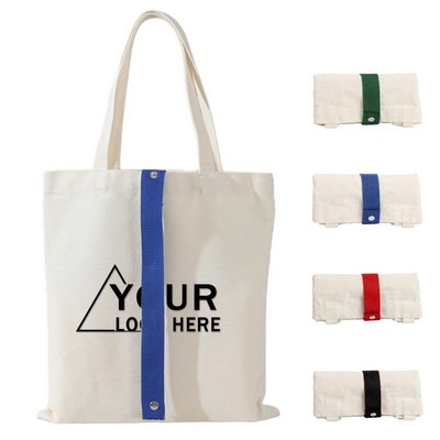 14 Oz. Canvas Tote Bag with Snap Closure Strap