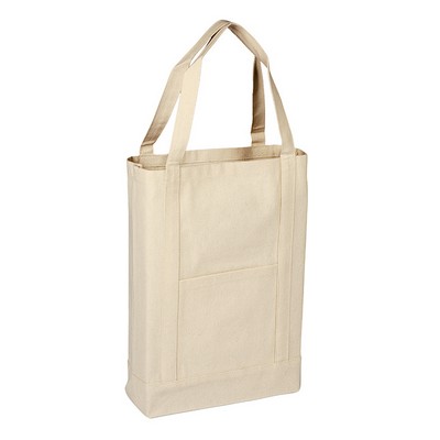 Two Toned Heavy Canvas Deluxe Tote Bag - Natural Color
