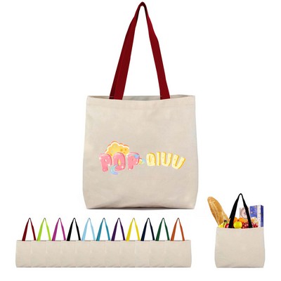 8 Oz Cotton Tote Bag With Contrast Color Web Handles