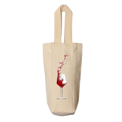 12 Oz. Canvas Single Bottle Wine Tote (3" x 10.5" x 3")