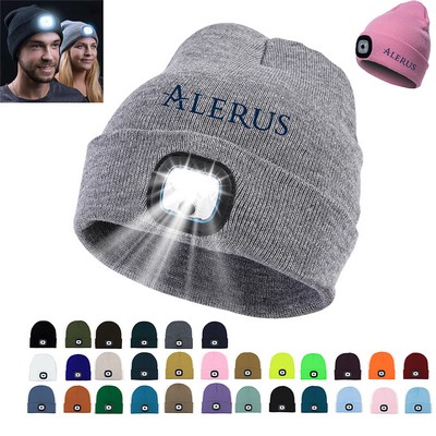 USB Rechargeable Knitted LED Beanie