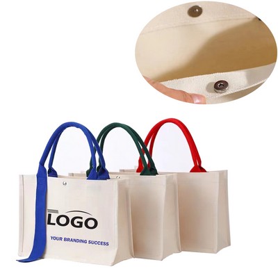 12 OZ Cotton Canvas Tote Bag with Magnetic Closure (12"x 13"x 5")