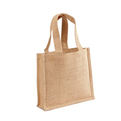 Eco-Friendly Reusable Jute Burlap Gift Shopping Bag with Self Handle