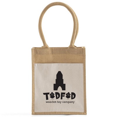 Petite Jute Tote w/ Cotton Front Pocket