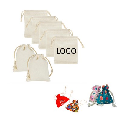 3.35" x 3.54" Full-Color Printed Drawstring Cotton Pouch